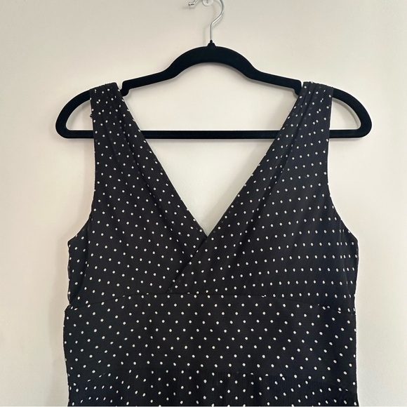 J. Crew Ribbed Crepe De Chine Silk Dot Dress Black Mid-Calf Womens Sz. 6 - Picture 4 of 5